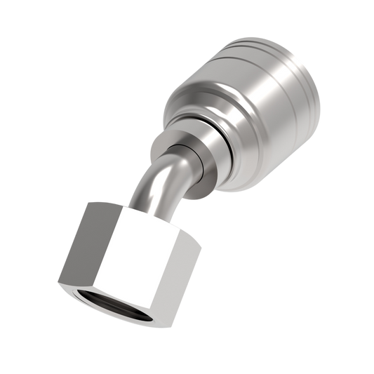 Conexión codo hidráulica 45° serie 1A*DSA* hembra giratoria DKO servicio pesado- Configuración de diamtero y conexión de manguera