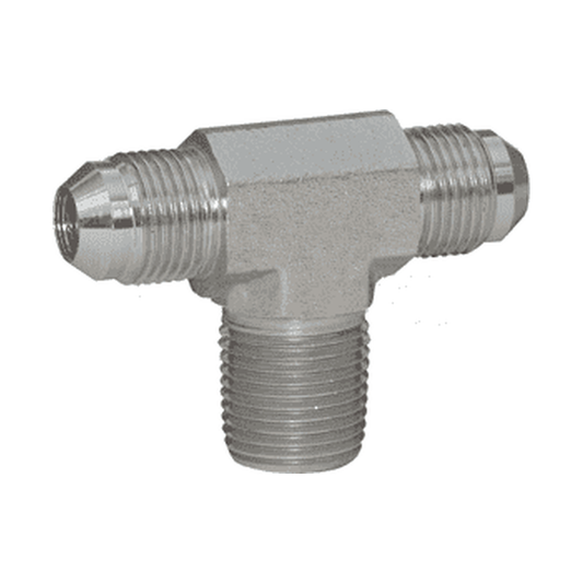 Adaptador Hidráulico Serie 2601 - Tee de Ramificación Macho JIC 37º x Macho JIC 37º x Macho NPTF — render Dixon