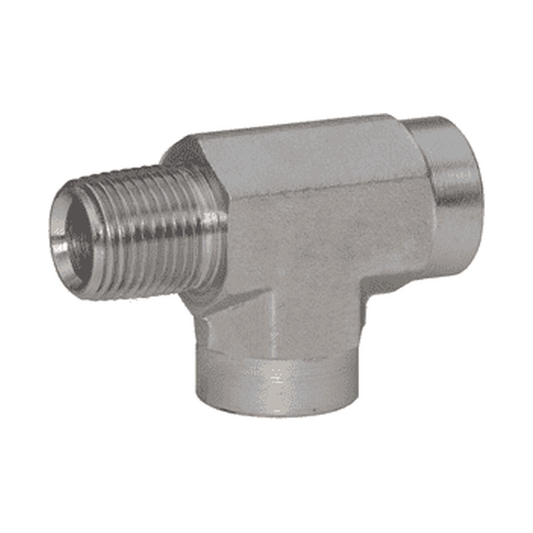 Adaptador Hidráulico Serie 5602 - Tee de Flujo Macho NPTF x Hembra NPTF x Hembra NPTF — render Dixon