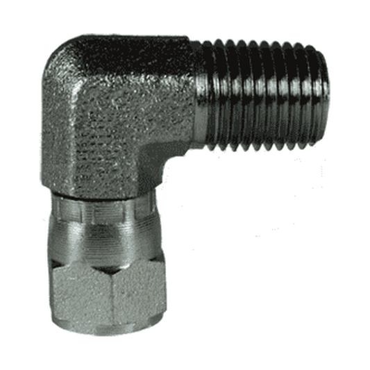 Adaptador Hidráulico Serie 6501 - Codo 90º Hembra JIC 37º Giratoria x Macho NPTF — render Dixon