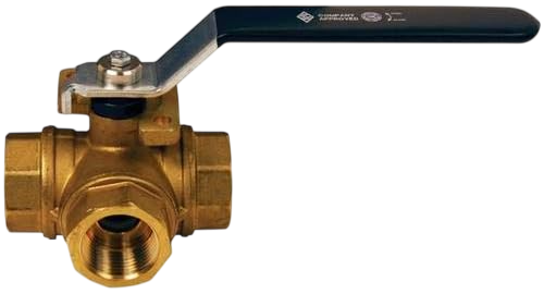 Válvula Industrial serie BBV en latón de 3 - vías para desvío de flujo hembra NPT x hembra NPT x hembra NPT - Configurable en medidas