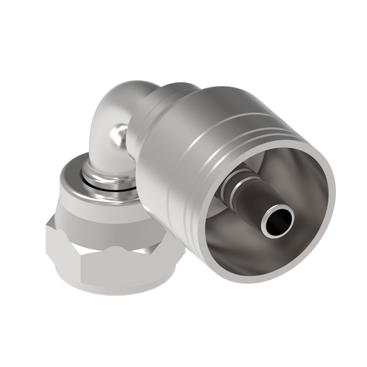 Conexión codo hidráulica 90° serie 1A*BFB* hembra giratoria JIS/BSPP- Configuración de diamtero y conexión de manguera