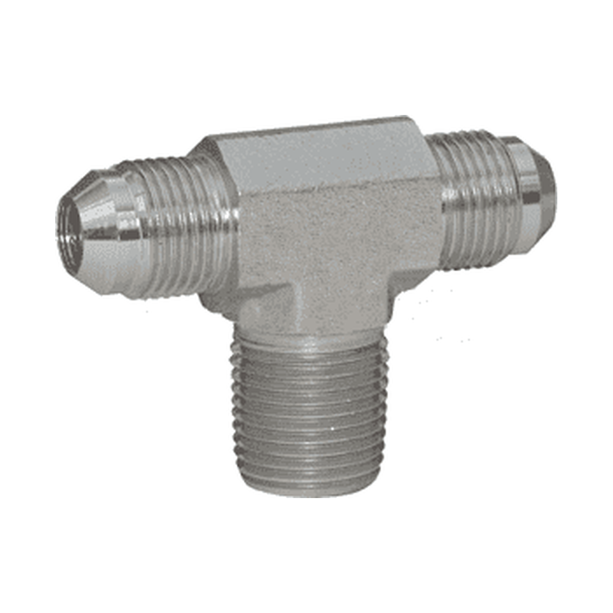 Adaptador Hidráulico Serie 2601 - Tee de Ramificación Macho JIC 37º x Macho JIC 37º x Macho NPTF — render Dixon