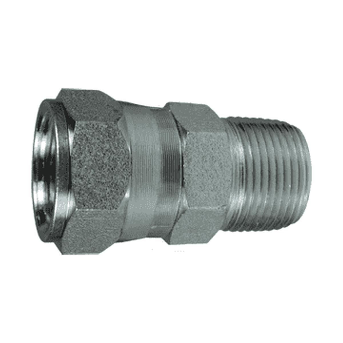 Adaptador Hidráulico Serie 6505 - Hembra JIC 37º Giratoria x Macho NPTF — render Dixon