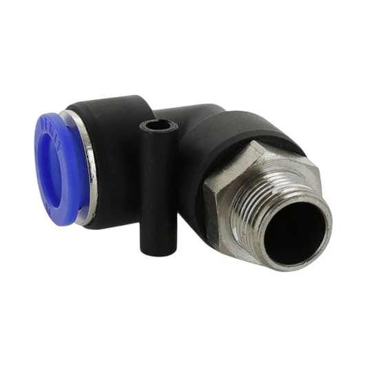 Conector neumático métrico codo macho cuerda (R) Modelo 0122 - Configura sus Medidas
