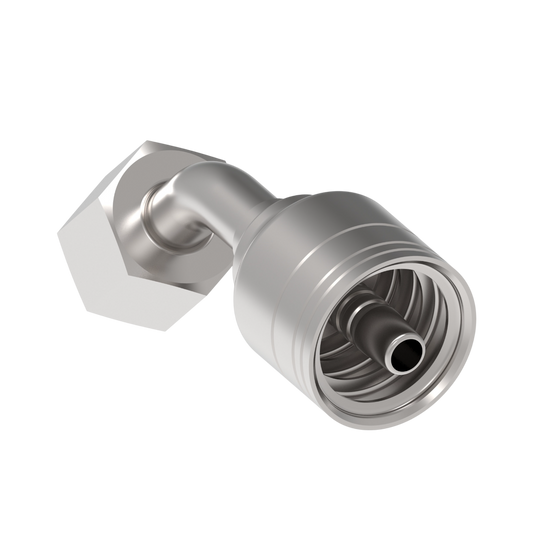 Conexión codo hidráulica 45° serie 1A*DLA* hembra giratoria DKO servicio ligero- Configuración de diamtero y conexión de manguera