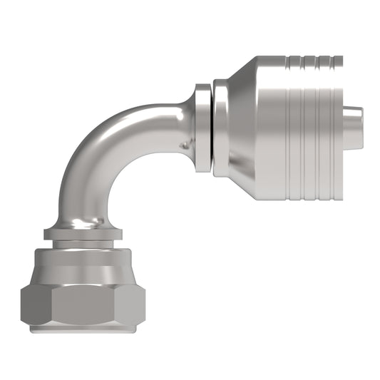 Conexión codo de 90° hidráulica serie 4S *BFB* hembra giratoria JIS/BSPP - Configuración de diámetro y conexión de manguera.