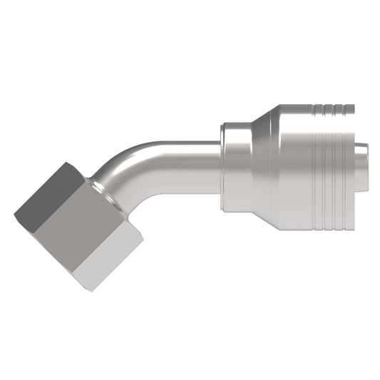 Hembra giratoria ORFS codo 45° para manguera de 4 espirales serie 4S - Configura sus Medidas