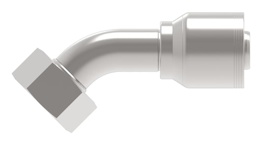 Conexión codo 45° hembra giratoria DIN 3902, DKO serie pesada para manguera de 4 espirales serie 4S - Configura sus medidas